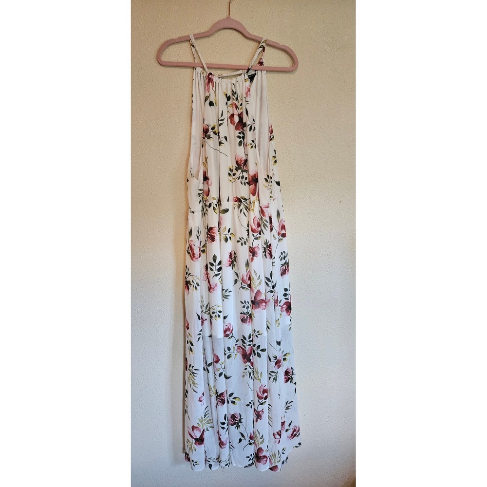 Torrid White Floral Chiffon Halter Maxi Dress Pink Red Botanical Plus Size 6X